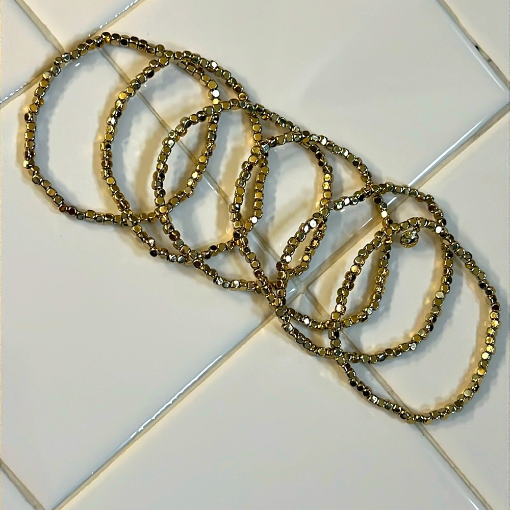 J Crew Gold Bead Bracelet Set (6)